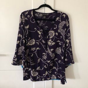 Purple Lucky Brand Floral Blouse - Sz L